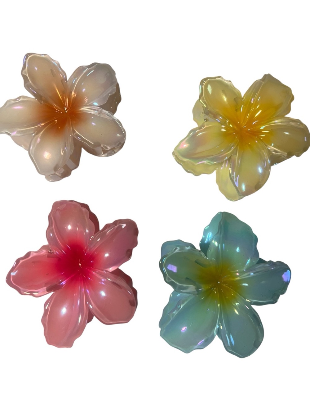 Piper K pick 1 Beautiful Flower clips. Plastic New. Large. Green, Yellow, Pink